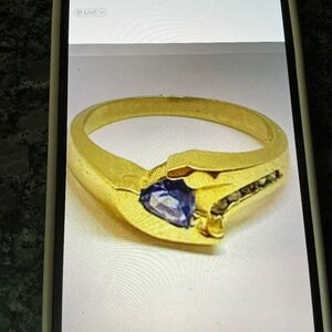 Ladies 10K tanzanite & diamond accent ring